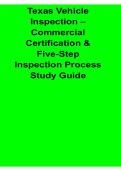 Texas Vehicle Inspection Commercial Certification and Five-Step Inspection Process Study Guide Latest 2026&sol; 2027 Commercial Inspection Exam Review Test Bank with Solution