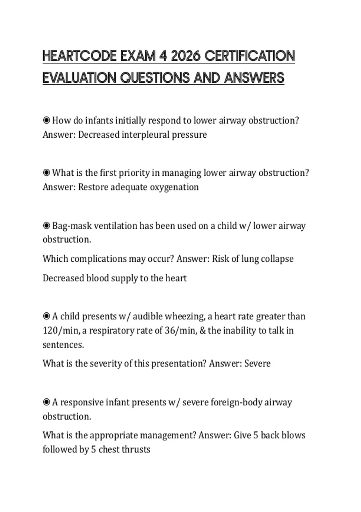 HEARTCODE EXAM 4 2026 CERTIFICATION EVALUATION QUESTIONS AND ANSWERS ...
