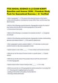 FTCE SOCIAL SCIENCE 6-12 EXAM SCRIPT&NewLine;Question and Answer 2026 &vert; Premium Study&NewLine;Pack for Guaranteed Success &vert; A&plus; Verified