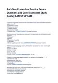 Backflow Prevention Practice Exam &ndash; &NewLine;Questions and Correct Answers Study &NewLine;Guide&vert;&vert; LATEST UPDATE 