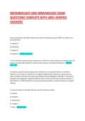 MICROBIOLOGY AND IMMUNOLOGY EXAM QUESTIONS COMPLETE WITH 100&percnt; VERIFIED ANSWERS