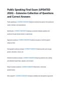 Public Speaking Final Exam &lpar;UPDATED &NewLine;2026&rpar; &ndash; Extensive Collection of Questions &NewLine;and Correct Answers 