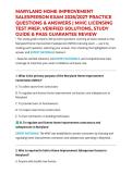 MARYLAND HOME IMPROVEMENT SALESPERSON EXAM 2026&sol;2027 PRACTICE QUESTIONS & ANSWERS &vert; MHIC LICENSING TEST PREP&comma; VERIFIED SOLUTIONS&comma; STUDY GUIDE & PASS GUARANTEE REVIEW