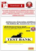 Test Bank for Adolescence and Emerging Adulthood 7th Edition &vert; Jeffrey Jensen Arnett &vert; Chapters 1&ndash;13 Complete Test Bank with Verified Questions & Answers 2026&ndash;2027