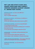 MFT LAW AND ETHICS EXAM 2026 UPDATE QUESTIONS AND CORRECT VERIFIED ANSWERS ALREADY GRADED A&plus; &lpar;BRAND NEW VISION&rpar;