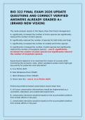 BIO 322 FINAL EXAM 2026 UPDATE QUESTI0NS AND CORRECT VERIFIED ANSWERS ALREADY GRADED A&plus; &lpar;BRAND NEW VISION&rpar;