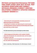 EPA Model Lead Based Paint Risk Assessor TEST BANK &NewLine;FINAL EXAM LATEST 2026-2027 ACTUAL TEST &NewLine;ACCURATE QUESTIONS AND CORRECT &NewLine;DETAILED ANSWERS &lpar;CORRECT VERIFIED &NewLine;SOLUTIONS&rpar; CURRENTLY UPDATED VERSION &NewLine;&vert;ALREADY GRADED A&plus;EPA Model Lead Based Paint Risk A