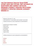 Lead Paint Abatement Supervisor Review EXAM &NewLine;LATEST 2026-2027 ACTUAL TEST ACCURATE 50 &NewLine;QUESTIONS AND CORRECT DETAILED &NewLine;ANSWERS &lpar;CORRECT VERIFIED SOLUTIONS&rpar; &NewLine;CURRENTLY UPDATED VERSION &vert;ALREADY &NewLine;GRADED A&plus;