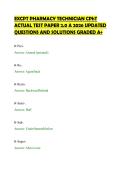 EXCPT PHARMACY TECHNICIAN CPhT&NewLine;ACTUAL TEST PAPER 2&period;0 A 2026 UPDATED&NewLine;QUESTIONS AND SOLUTIONS GRADED A&plus;
