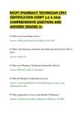 EXCPT PHARMACY TECHNICIAN CPhT&NewLine;CERTIFICATION SCRIPT 2&period;0 A 2026&NewLine;COMPREHENSIVE QUESTIONS AND&NewLine;ANSWERS GRADED A&plus;