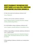 EXCPT PHARMACY TECHNICIAN CPhT&NewLine;STUDY GUIDE 2&period;0 A 2026 FULL QUESTIONS&NewLine;WITH VERIFIED SOLUTIONS GRADED A&plus;