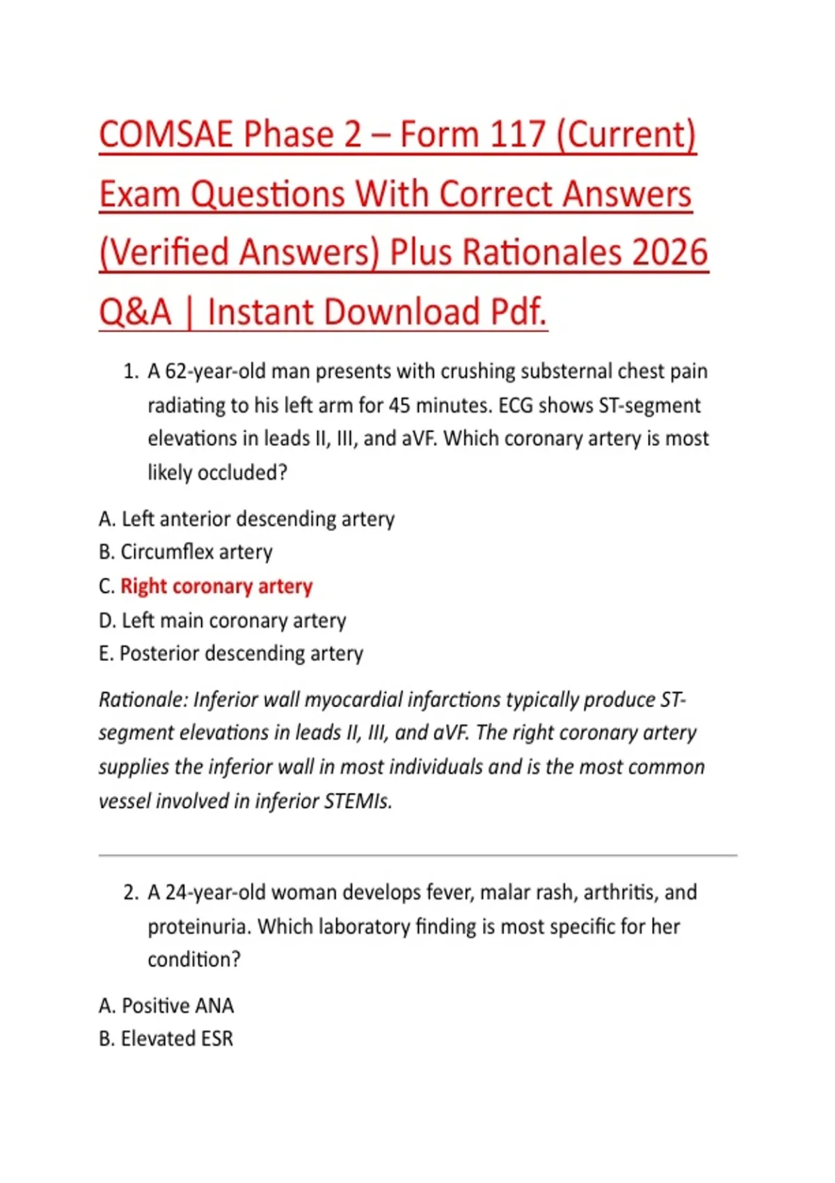 COMSAE Phase 2 – Form 117 (Current) Exam Questions With Correct Answers ...