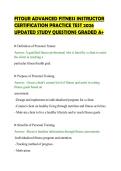 FITOUR ADVANCED FITNESS INSTRUCTOR&NewLine;CERTIFICATION PRACTICE TEST 2026&NewLine;UPDATED STUDY QUESTIONS GRADED A&plus;&NewLine;