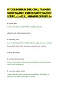 FITOUR PRIMARY PERSONAL TRAINING&NewLine;CERTIFICATION COURSE CERTIFICATION&NewLine;SCRIPT 2026 FULL ANSWERS GRADED A&plus;