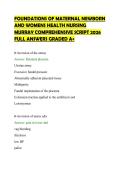 FOUNDATIONS OF MATERNAL NEWBORN&NewLine;AND WOMENS HEALTH NURSING&NewLine;MURRAY COMPREHENSIVE SCRIPT 2026&NewLine;FULL ANSWERS GRADED A&plus;&NewLine;