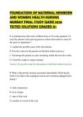 FOUNDATIONS OF MATERNAL NEWBORN&NewLine;AND WOMENS HEALTH NURSING&NewLine;MURRAY FINAL STUDY GUIDE 2026&NewLine;TESTED SOLUTIONS GRADED A&plus;