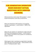 PJM GENERATION OPERATION &NewLine;EXAM 2026&sol;2027 ACTUAL &NewLine;QUESTIONS WITH VERIFIED &NewLine;ANSWERS&period;