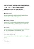 RESEARCH METHODS & ASSESSMENT III FINAL &NewLine;EXAM 2026 COMPLETE QUESTIONS &NewLine;ANSWERS PREMIUM STUDY GUIDE