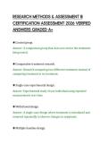 RESEARCH METHODS & ASSESSMENT III &NewLine;CERTIFICATION ASSESSMENT 2026 VERIFIED &NewLine;ANSWERS GRADED A&plus; 