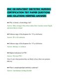 RNC OB INPATIENT OBSTETRIC NURSING &NewLine;CERTIFICATION TEST PAPER QUESTIONS &NewLine;AND SOLUTIONS VERIFIED ANSWERS