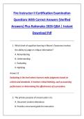 Fire Instructor II Certification Examination &NewLine;Questions With Correct Answers &lpar;Verified &NewLine;Answers&rpar; Plus Rationales 2026 Q&A &vert; Instant &NewLine;Download Pdf 