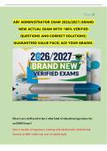 ARF ADMINISTRATOR EXAM 2026&sol;2027&vert; BRAND NEW ACTUAL EXAM WITH 100&percnt; VERIFIED QUESTIONS AND CORRECT SOLUTIONS&vert; GUARANTEED VALUE PACK&vert; ACE YOUR GRADES&period;