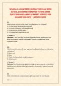 NEVADA C-5 CONCRETE CONTRACTOR EXAM BANK ACTUAL ACCURATE CURRENTLY TESTING EXAM QUESTIONS AND ANSWERS EXPERT VERIFIED FOR GUARANTEED PASS &vert; LATEST UPDATE