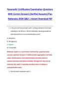 Paramedic Certification Examination Questions &NewLine;With Correct Answers &lpar;Verified Answers&rpar; Plus &NewLine;Rationales 2026 Q&A &vert; Instant Download Pdf 