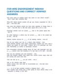 FOR-HIRE ENDORSEMENT INDIANA QUESTIONS AND CORRECT VERIFIED ANSWERS