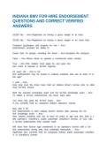 INDIANA BMV FOR-HIRE ENDORSEMENT QUESTIONS AND CORRECT VERIFIED ANSWERS