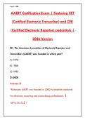 AAERT CERTIFICATION EXAM 2025-2026 &ndash; 176 REAL QUESTIONS & VERIFIED ANSWERS &vert; CERTIFIED ELECTRONIC REPORTER &lpar;CER&rpar; & CERTIFIED ELECTRONIC TRANSCRIBER &lpar;CET&rpar; TEST BANK&NewLine;&NewLine;