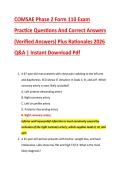 COMSAE Phase 2 Form 110 Exam &NewLine;Practice Questions And Correct Answers &NewLine;&lpar;Verified Answers&rpar; Plus Rationales 2026 &NewLine;Q&A &vert; Instant Download Pdf