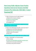 New Jersey Public Adjuster Exam Practice &NewLine;Questions And Correct Answers &lpar;Verified &NewLine;Answers&rpar; Plus Rationales 2026 Q&A &vert; Instant &NewLine;Download Pdf
