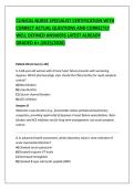CLINICAL NURSE SPECIALIST CERTIFICATION WITH &NewLine;CORRECT ACTUAL QUESTIONS AND CORRECTLY &NewLine;WELL DEFINED ANSWERS LATEST ALREADY &NewLine;GRADED A&plus; &lpar;2025&sol;2026&rpar; 