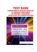 TEST BANK FOR FORDNEY&rsquo;S MEDICAL INSURANCE 17TH EDITION &lpar;All Chapters&rpar; Verified Q&A Graded A&plus;