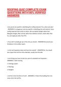 ROOFING QUIZ COMPLETE EXAM QUESTIONS WITH100&percnt; VERIFIED ANSWERS
