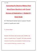 ACCOUNTING FOR DECISION MAKERS FINAL EXAM PREP &vert; 140&plus; PRACTICE QUESTIONS & ANSWERS &vert; GRADED A&plus; STUDY GUIDE&NewLine;&NewLine;
