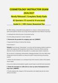Cosmetology Instructor Exam 2026&sol;2027 &vert; Complete Study Guide &vert; 85 Q&A &lpar;75 Scored &plus; 10 Unscored&rpar; &vert; ACTUAL EXAM&vert; Guaranteed Pass - A&plus; Graded&NewLine;&NewLine;