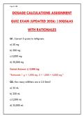 DOSAGE CALCULATIONS EXAM PREP &vert; 200&plus; PRACTICE QUESTIONS & ANSWERS &vert; NURSING MEDICATION MATH TESTBANK&NewLine;&NewLine;