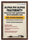 Alpha Phi Alpha Fraternity Practice Test Questions with Correct Answers 2026 &vert; IMDP Membership Intake Exam Prep &ndash; Complete A&plus; Study Guide