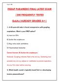 FISDAP PARAMEDIC FINAL LATEST EXAM 2025&sol;2026 &ndash; 200 REAL BOARD-STYLE QUESTIONS & CORRECT ANSWERS&NewLine;&NewLine;