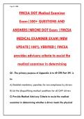 FMCSA DOT MEDICAL EXAMINER EXAM 2025&sol;2026 &ndash; 300&plus; PRACTICE QUESTIONS & CORRECT ANSWERS &vert; NRCME CERTIFICATION&NewLine;&NewLine;