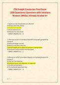 CSX Freight Conductor Final Exam &lpar;200 Questions&rpar; Questions with Solutions Newest &vert;MCQs&vert; Already Graded A&plus;