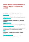 Michigan Residential Builders Exam Questions PSI QUESTIONS COMPLETE WITH 100&percnt; CORRECT ANSWERS