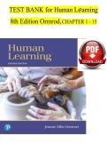 Test Bank for Human Learning 8th Edition by Jeanne Ellis Ormrod ISBN 9780134893662 Chapters 1&ndash;15 Complete&NewLine;