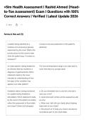 vSim Health Assessment &vert; Rashid Ahmed &lpar;Head&NewLine;to-Toe Assessment&rpar; Exam &vert; Questions with 100&percnt;&NewLine;Correct Answers &vert; Verified &vert; Latest Update 2026