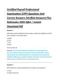 Certified Payroll Professional &NewLine;Examination &lpar;CPP&rpar; Questions And &NewLine;Correct Answers &lpar;Verified Answers&rpar; Plus &NewLine;Rationales 2026 Q&A &vert; Instant &NewLine;Download Pdf 
