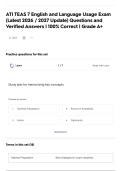 ATI TEAS 7 English and Language Usage Exam &lpar;Latest 2026 &sol; 2027 Update&rpar; Questions and Verified Answers &vert; 100&percnt; Correct &vert; Grade A&plus;