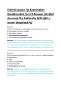 Federal Income Tax Examination &NewLine;Questions And Correct Answers &lpar;Verified &NewLine;Answers&rpar; Plus Rationales 2026 Q&A &vert; &NewLine;Instant Download Pdf