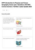 D199 Introduction to Physical and Human&NewLine;Geography lesson quiz &vert; Questions with 100&percnt;&NewLine;Correct Answers &vert; Verified &vert; Latest Update 2026